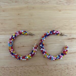 Colorful Beaded Hoop Earrings